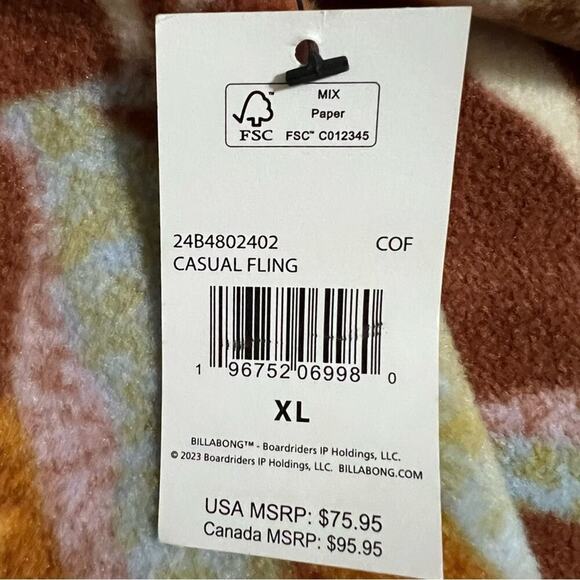 Billabong Casual Fling Half Zip Polar Fleece Jacket Size Extra Large XL - Picture 7 of 10